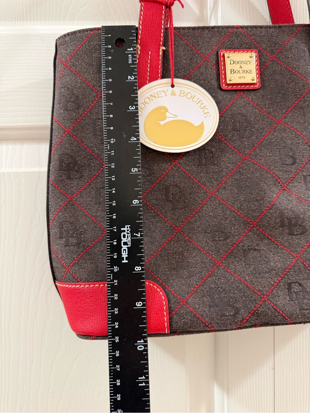 Dooney & Bourke DB Monogram Tote Bag NWT Brown Red Shopper w Zip Pouch - Picture 17 of 17